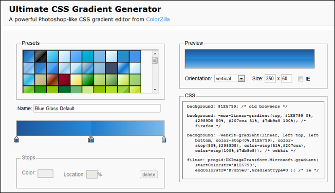 Ultimate CSS Gradient Generator by ColorZilla