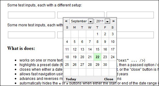 Simple jQuery date-picker plugin